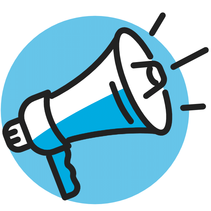 megaphone sombre cyan