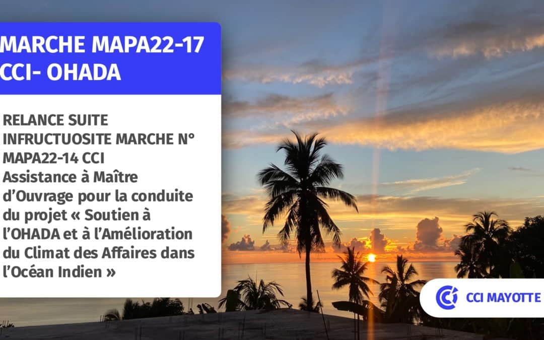 MARCHE N° MAPA22-17 CCIRELANCE SUITE INFRUCTUOSITE MARCHE N° MAPA22-14 CCI